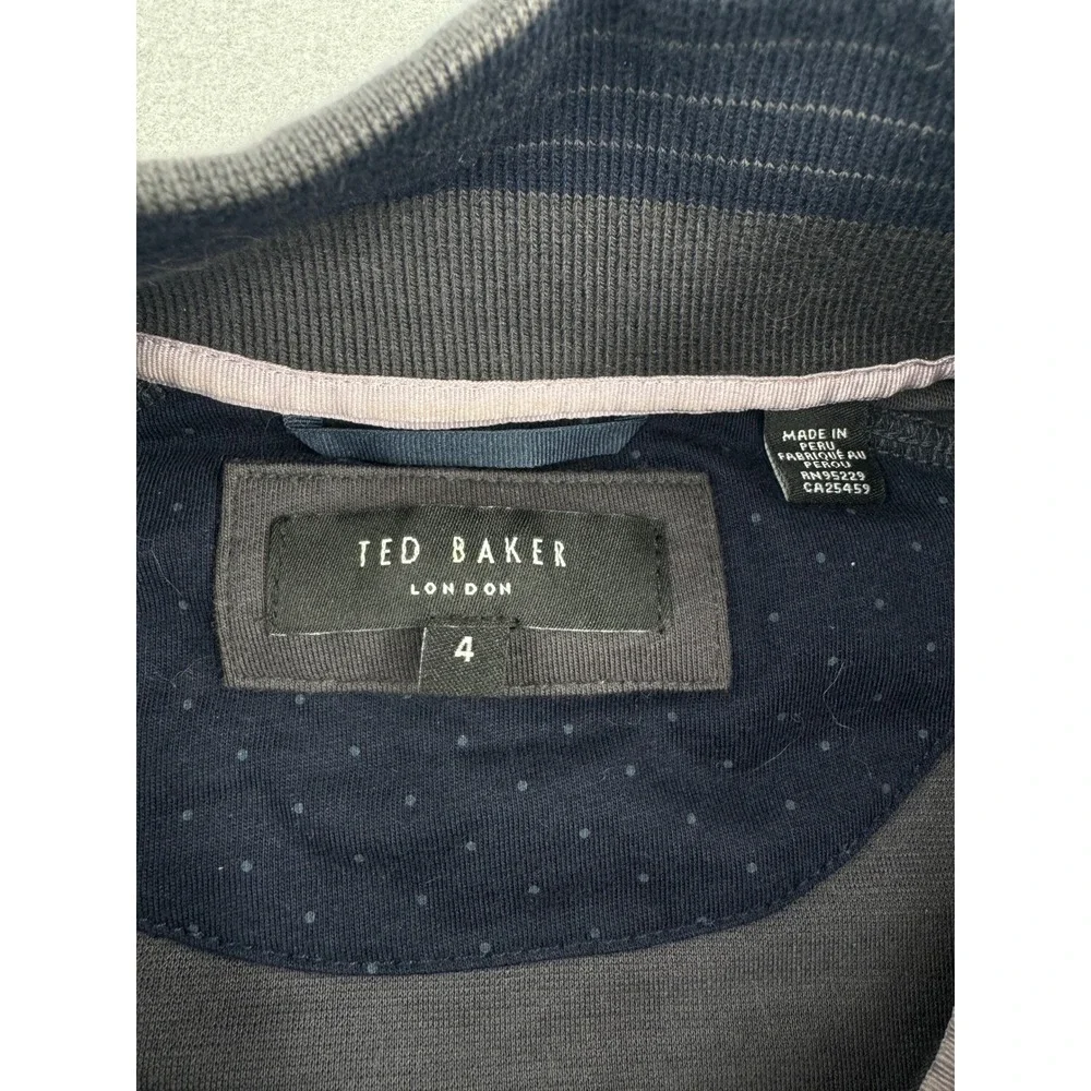 Ted Baker London Mens Size 4 (M) Charcoal Gray Quarter Zip Pullover Slub Sweater
